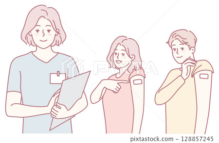 Dedicated Health Care Workers Effectively Assisting with the Vaccination Process and Efforts 128857245