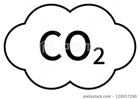 CO2(二氧化碳)簡單圖標,雲形 CO2(二氧化碳)簡單圖標,雲形 128857290