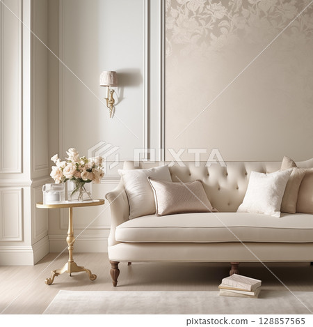 Modern, luxurious, white-cream hall 128857565