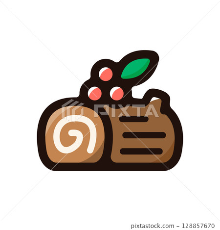 Illustration icon of Buche de Noel (Christmas, sweets, food menu material) Illustration icon of Buche de Noel (Christmas, sweets, food menu material) 128857670