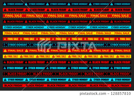 Black Friday, Cyber Monday, And Final Sale Banner Tape Collection On Transparent Background. Perfect For Shopping Promotion, Discount Advertising, And Ecommerce Marketing Design. Vector Illustration. Black Friday, Cyber Monday, And Final Sale Banner Tape Collection On Transparent Background. Perfect For Shopping Promotion, Discount Advertising, And Ecommerce Marketing Design. Vector Illustration. 128857810