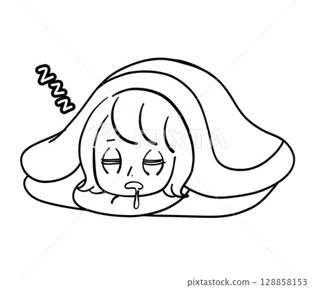 A woman sleeping comfortably 128858153