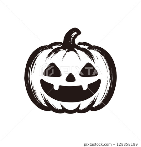 Brush-style Halloween pumpkin/Jack-o'-lantern ink painting illustration (white background) Brush-style Halloween pumpkin/Jack-o'-lantern ink painting illustration (white background) 128858189