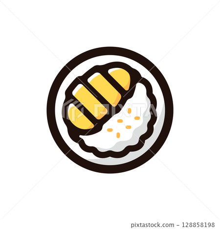 Khao Niao Mamuang 的插圖圖示（泰國糖果和食品菜單材料） 128858198