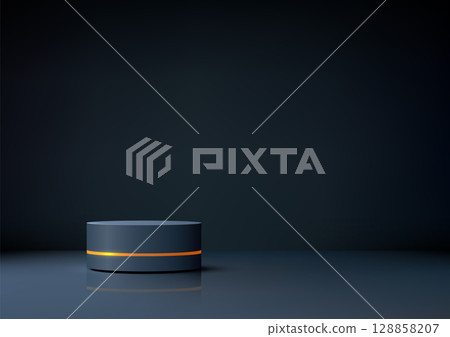 luxury podium mockup with glowing orange ring on dark background for product display or branding presentation scene 3d modern showcase in elegant futuristic environment luxury podium mockup with glowing orange ring on dark background for product display or branding presentation scene 3d modern showcase in elegant futuristic environment 128858207