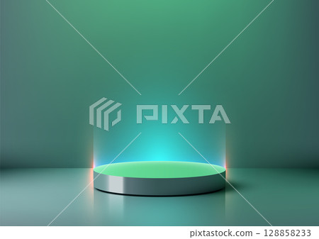 technology background futuristic neon podium with green cyan glow abstract minimal gradient light sci fi product display stage metallic cylinder showcase for hi tech design and innovation technology background futuristic neon podium with green cyan glow abstract minimal gradient light sci fi product display stage metallic cylinder showcase for hi tech design and innovation 128858233