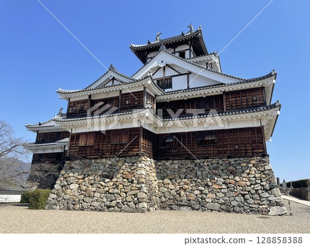 Fukuchiyama Castle in spring 128858388