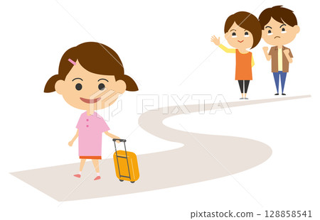 Let your lovely child travel (Proverb illustration) 128858541