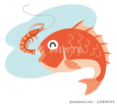 用蝦子捉鯛魚（諺語插圖） 128858544