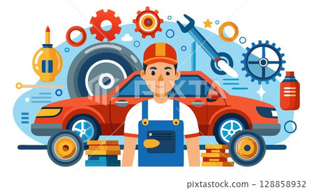 This image highlights the precision and expertise required for professional automotive repair. 128858932