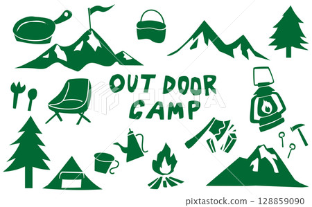 戶外剪紙插圖素材集 128859090