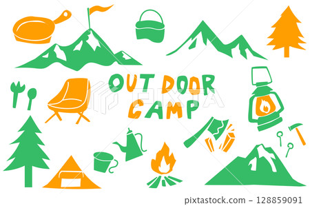 可愛的剪紙風格戶外插畫素材集 可愛的剪紙風格戶外插畫素材集 128859091