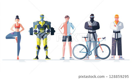 Fitness Fusion Diverse Athletes Showcasing Strength, Skill, and Determination Fitness Fusion Diverse Athletes Showcasing Strength, Skill, and Determination 128859295