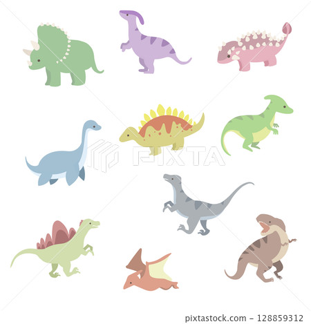 一組簡單可愛的恐龍插畫 128859312