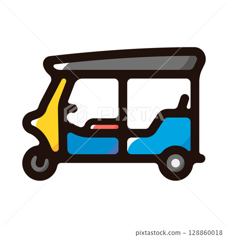 嘟嘟車插圖圖示（泰國、旅遊、交通資料） 128860018