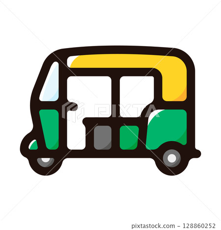Autorickshaw illustration icon (India, tourism, transportation material) 128860252
