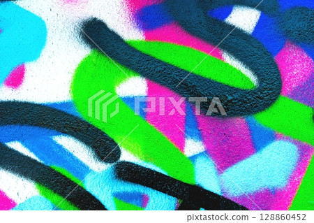Vibrant Graffiti Art with Neon Green, Pink, Blue Swirls for 90s Urban Style Vibrant Graffiti Art with Neon Green, Pink, Blue Swirls for 90s Urban Style 128860452