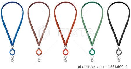 帶捲軸的頸帶向量圖。顏色變化可供商務使用。 128860641