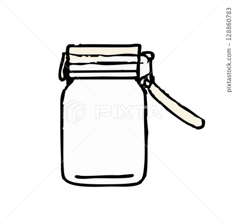 Hand-drawn style open storage jar illustration 128860783