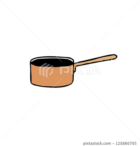 Hand-drawn copper saucepan illustration 128860785
