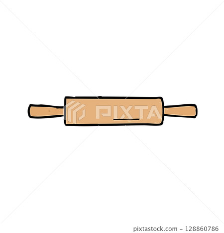 Hand-drawn copper saucepan illustration 128860786