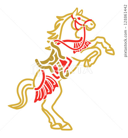 2026 Year of the Horse New Year's card material - Horse standing up in costume 128861442
