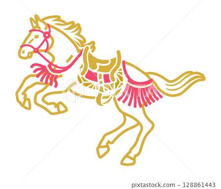 2026年賀年卡素材 - 盛裝駿馬躍出 2026年賀年卡素材 - 盛裝駿馬躍出 128861443