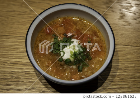 Zbek cuisine_Mastava Shurva (Tomato soup with rice and lots of ingredients) Zbek cuisine_Mastava Shurva (Tomato soup with rice and lots of ingredients) 128861625