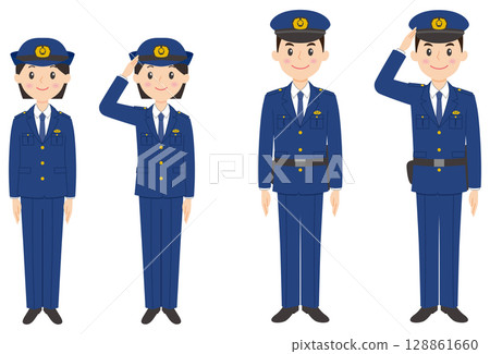 Police officer male and female full body part 1 128861660