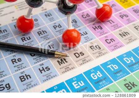 Molecules chemical on a periodic table background. Molecules chemical on a periodic table background. 128861809