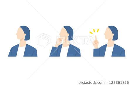 穿西裝的女人，商務人士臉部表情圖標 128861856