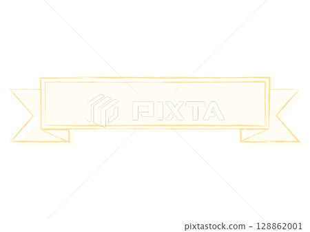 Yellow rough hand drawn ribbon banner frame 128862001