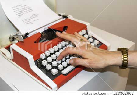 Old, obsolete, vintage, russian typewriter 128862062