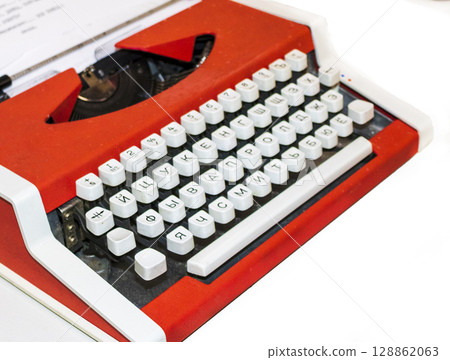Old, obsolete, vintage, russian typewriter 128862063