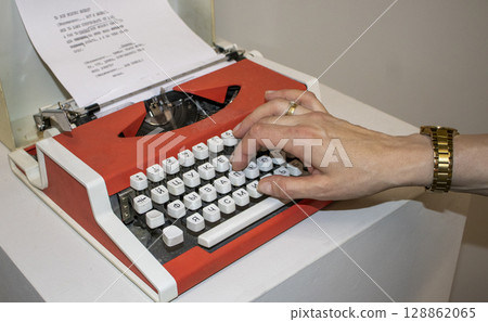 Old, obsolete, vintage, russian typewriter 128862065