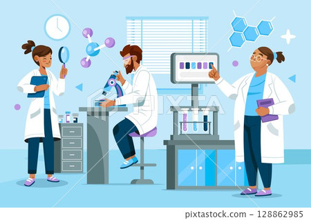 Modern Science Laboratory Research Flat Background 128862985