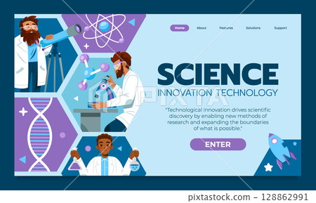 Flat Educational Science Lab Landing Page Flat Educational Science Lab Landing Page 128862991