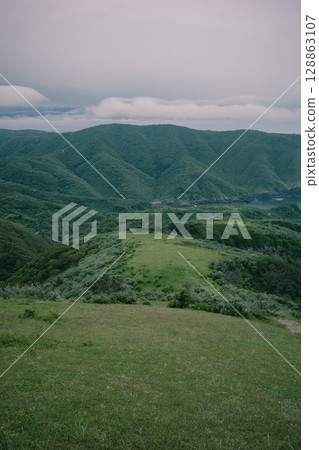 隱岐諸島初夏，西之島，從摩天崖望去的第一條散步道 128863107