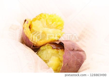 烤地瓜，Beni Haruka，切成塊，橫切面 128863490