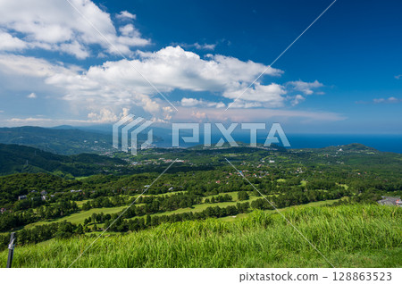 View from the summit of Mt. Omuroyama, Izu in summer, Summer view View from the summit of Mt. Omuroyama, Izu in summer, Summer view 128863523
