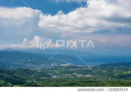 View from the summit of Mt. Omuroyama, Izu in summer, Summer view View from the summit of Mt. Omuroyama, Izu in summer, Summer view 128863534