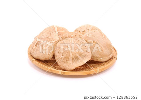 Shiitake mushrooms, raw donko, large, ingredients, light background Shiitake mushrooms, raw donko, large, ingredients, light background 128863552