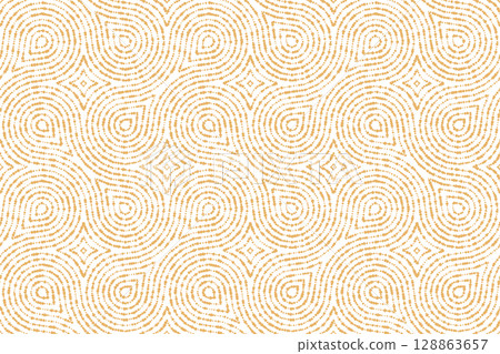 The geometric pattern with wavy lines. Seamless vector background. White and golden texture. Simple lattice graphic design The geometric pattern with wavy lines. Seamless vector background. White and golden texture. Simple lattice graphic design 128863657
