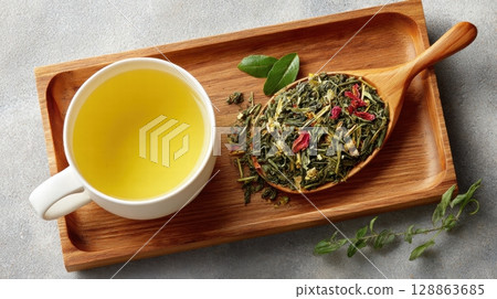 Herbal Tea Ritual Flat Lay 128863685