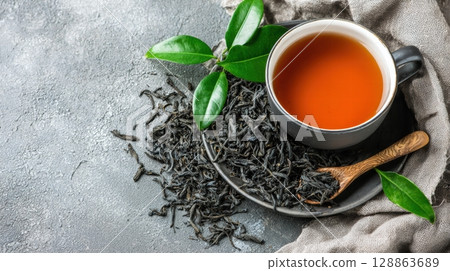 Herbal Tea Ritual Flat Lay 128863689