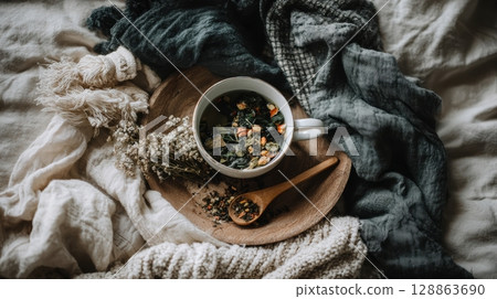 Herbal Tea Ritual Flat Lay Herbal Tea Ritual Flat Lay 128863690