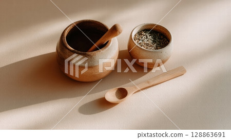 Herbal Tea Ritual Flat Lay 128863691
