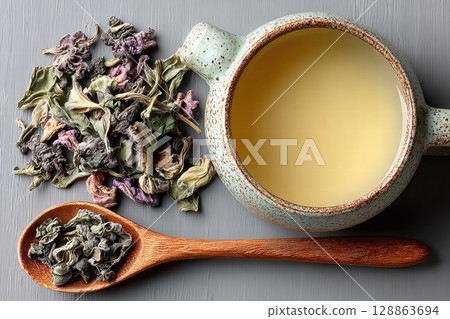 Herbal Tea Ritual Flat Lay 128863694