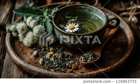 Herbal Tea Ritual Flat Lay 128863735