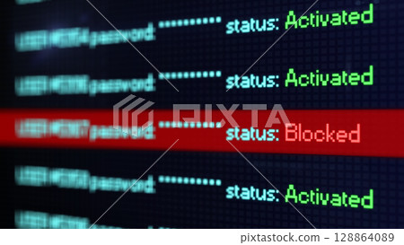 Security system warning about account blocking 128864089